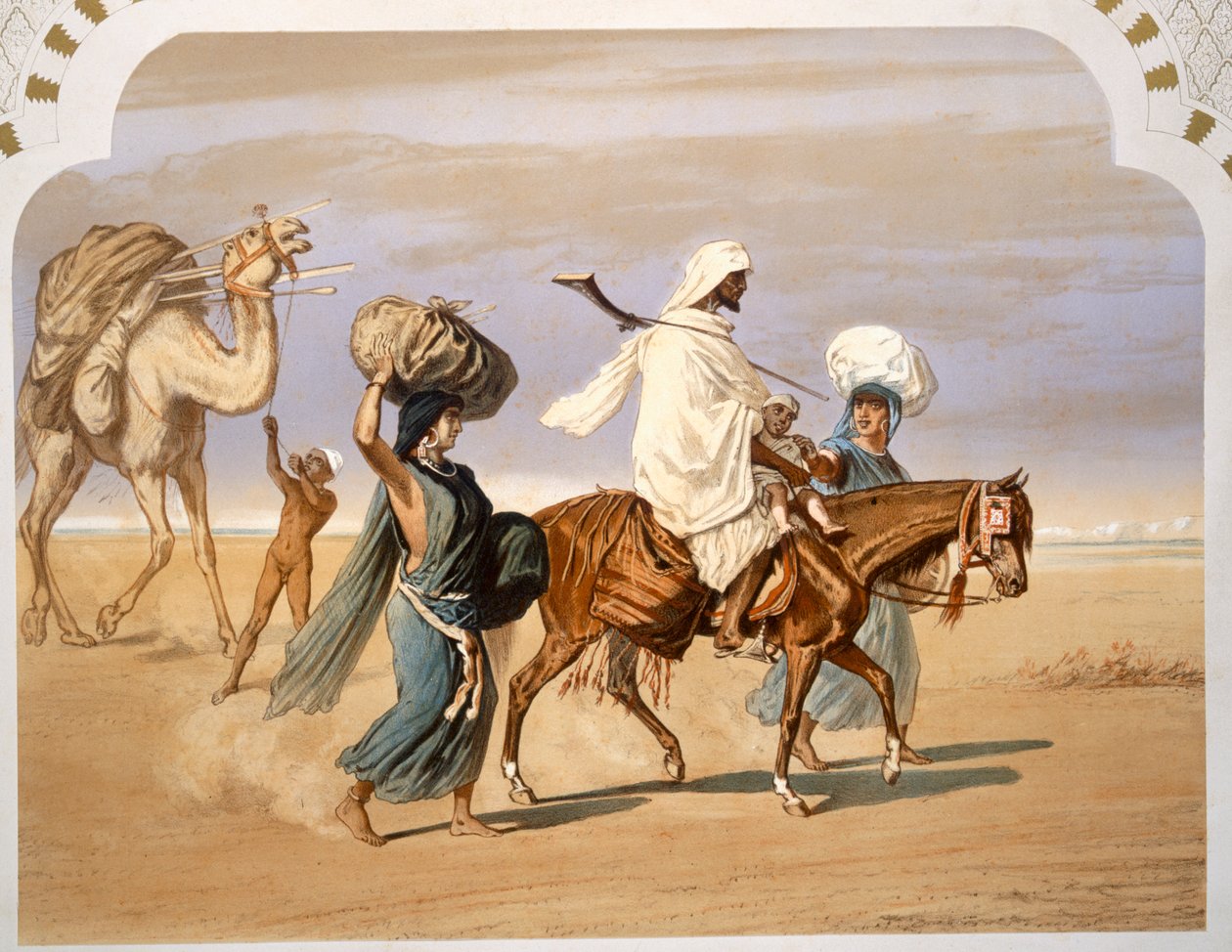 Famiglia beduina attraversa il deserto, 1860 da Henri de Montaut