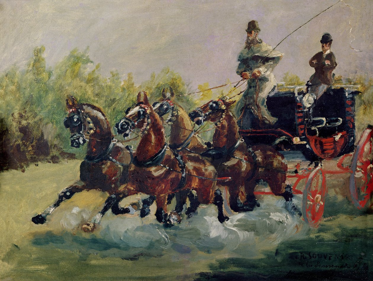 Alphonse de Toulouse-Lautrec-Monfa (1838-1913) che guida la sua carrozza postale a Nizza, 1881 da Henri de Toulouse Lautrec