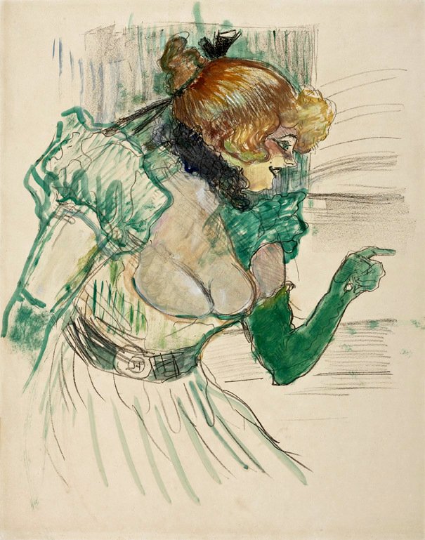 Artista con guanti verdi da Henri de Toulouse Lautrec