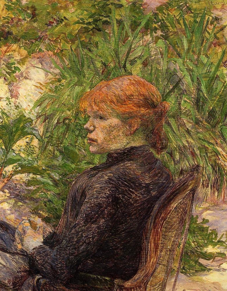 Donna dai capelli rossi seduta in serra da Henri de Toulouse Lautrec