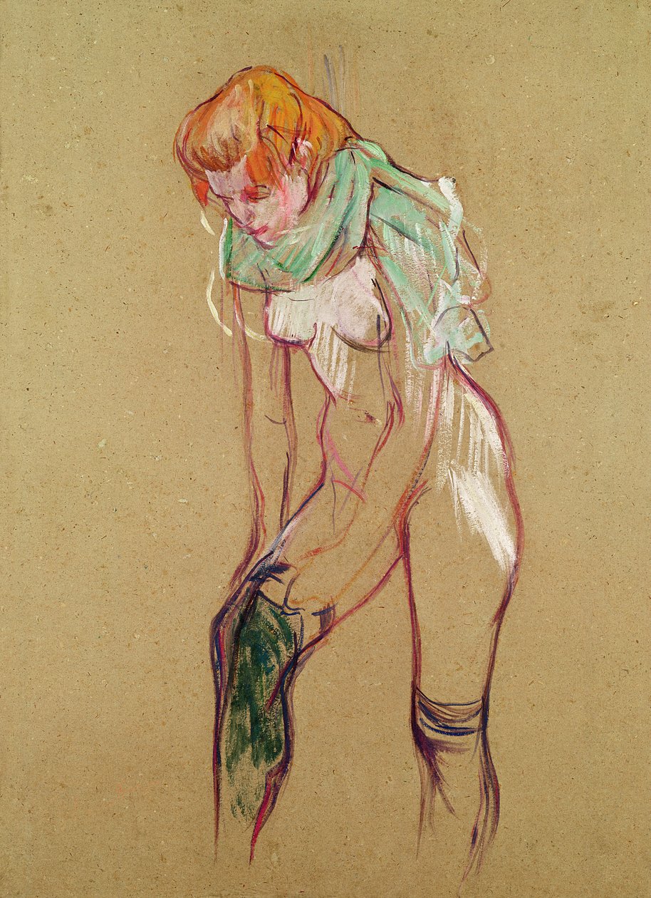 Donna che si tira su la calza da Henri de Toulouse-Lautrec