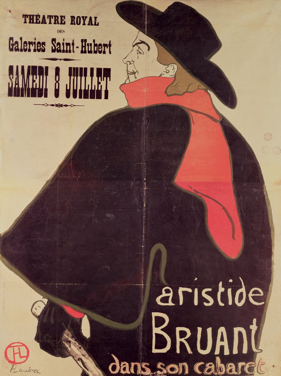 Aristide Bruant nel suo cabaret, 1893 da Henri de Toulouse Lautrec