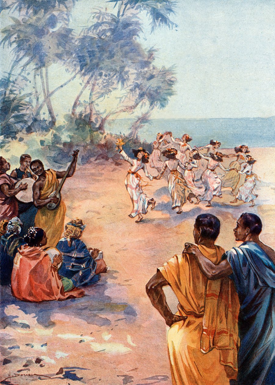 Veduta di Tahiti sotto il regno di Pomare IV (1813-1877) da Henri Gaston Darien