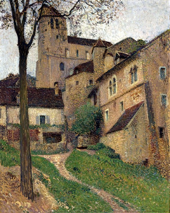 Paesaggio con un castello - Vista di Saint-Cirq-Lapopie da Henri Martin