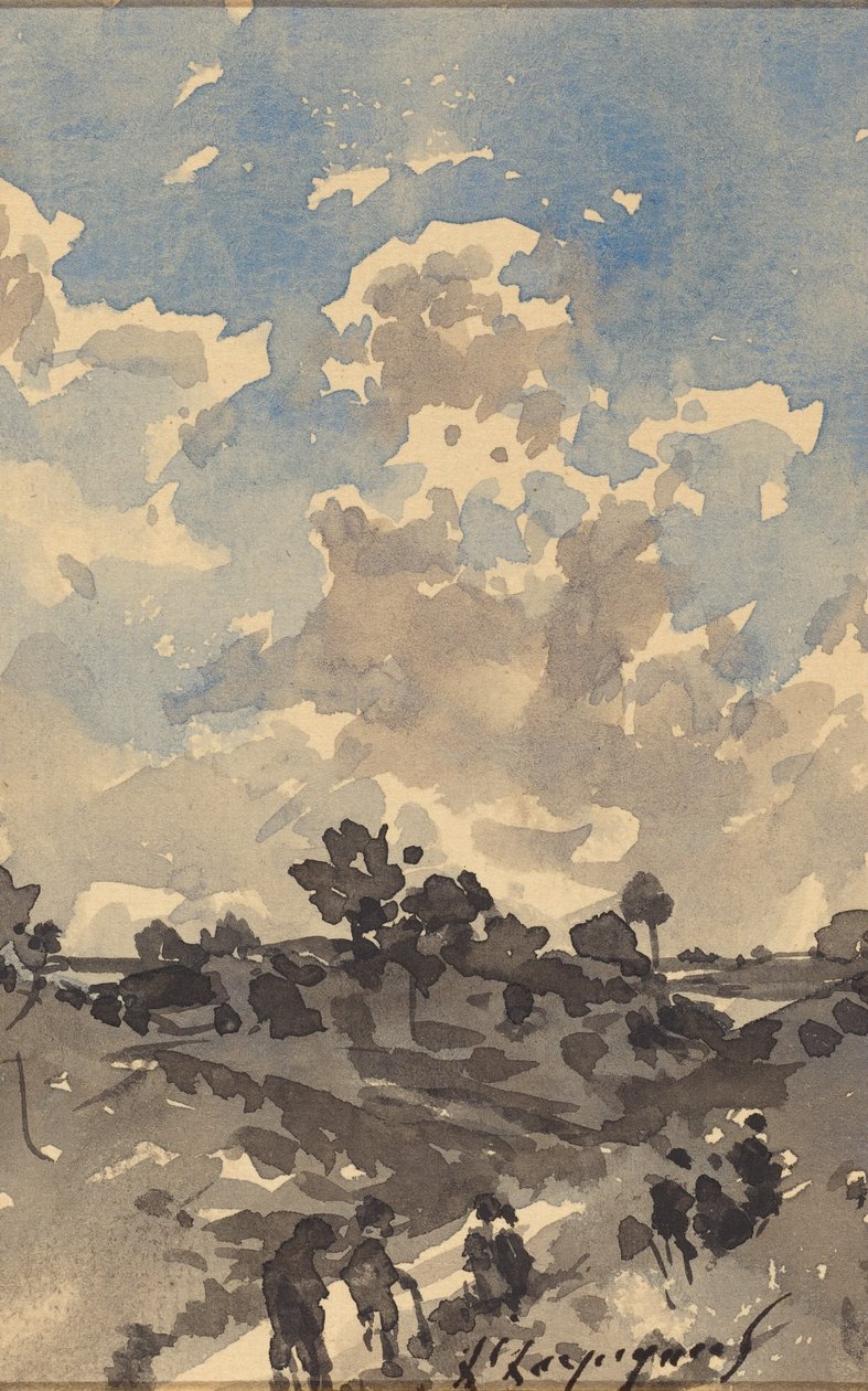 Paesaggio con figure che camminano lungo un sentiero da Henri-Joseph Harpignies