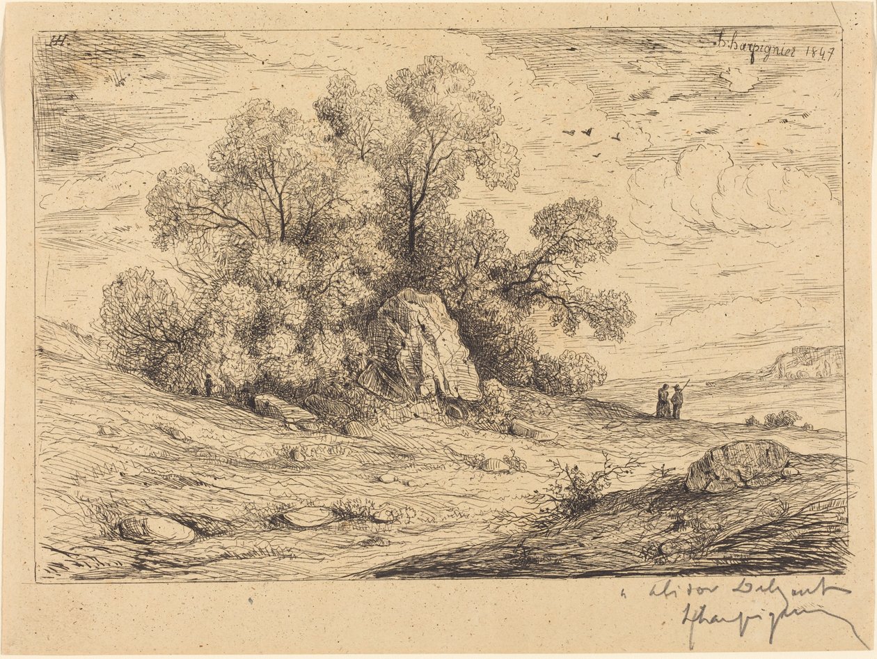 Gruppo di alberi con rocce da Henri-Joseph Harpignies