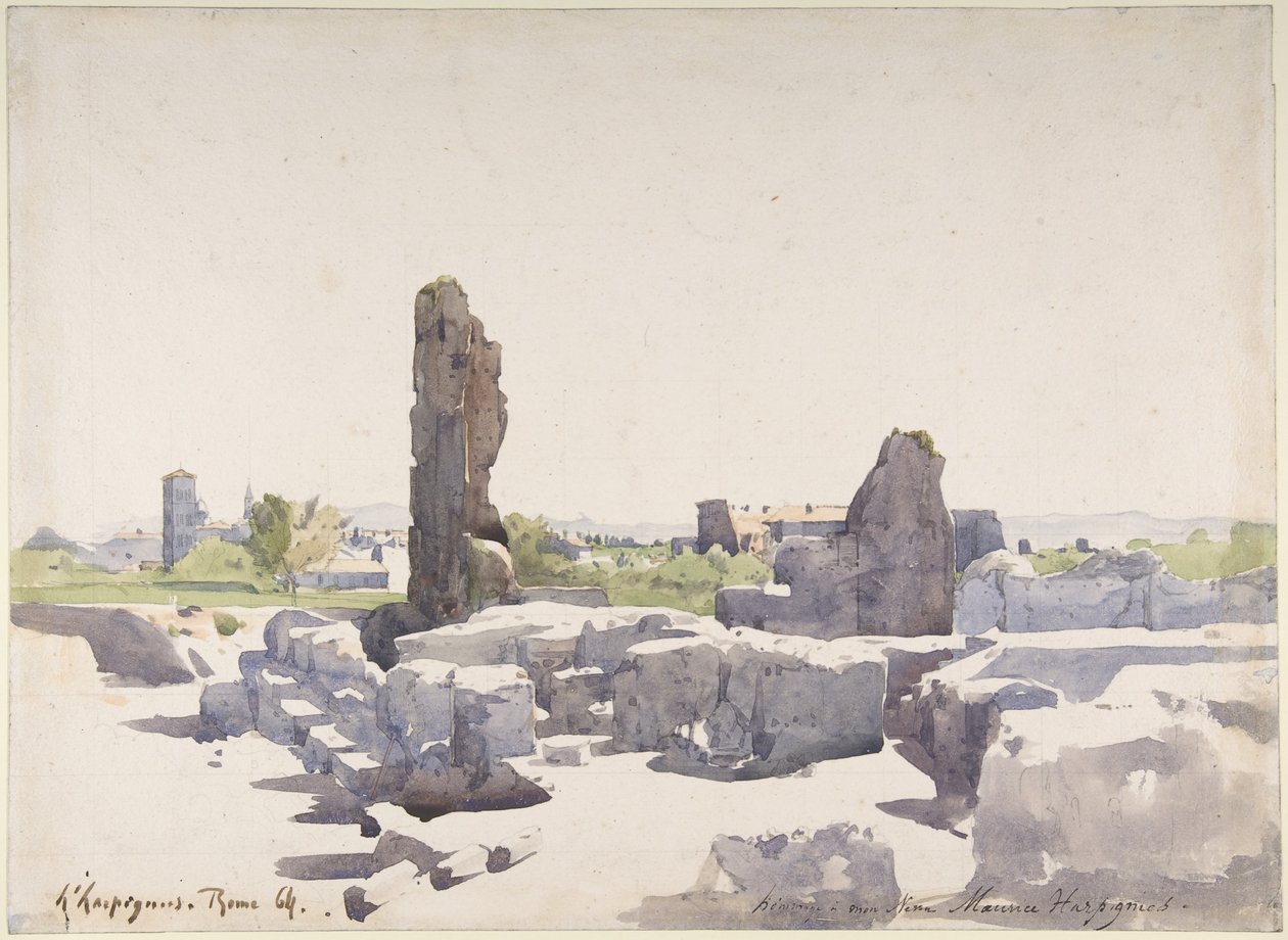 Veduta del Colosseo dalla basilica di Domiziano e dal Palazzo Flavio, Roma da Henri-Joseph Harpignies