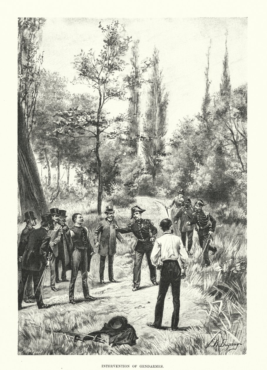 Intervento dei gendarmi (incisione) da Henri-Louis Dupray