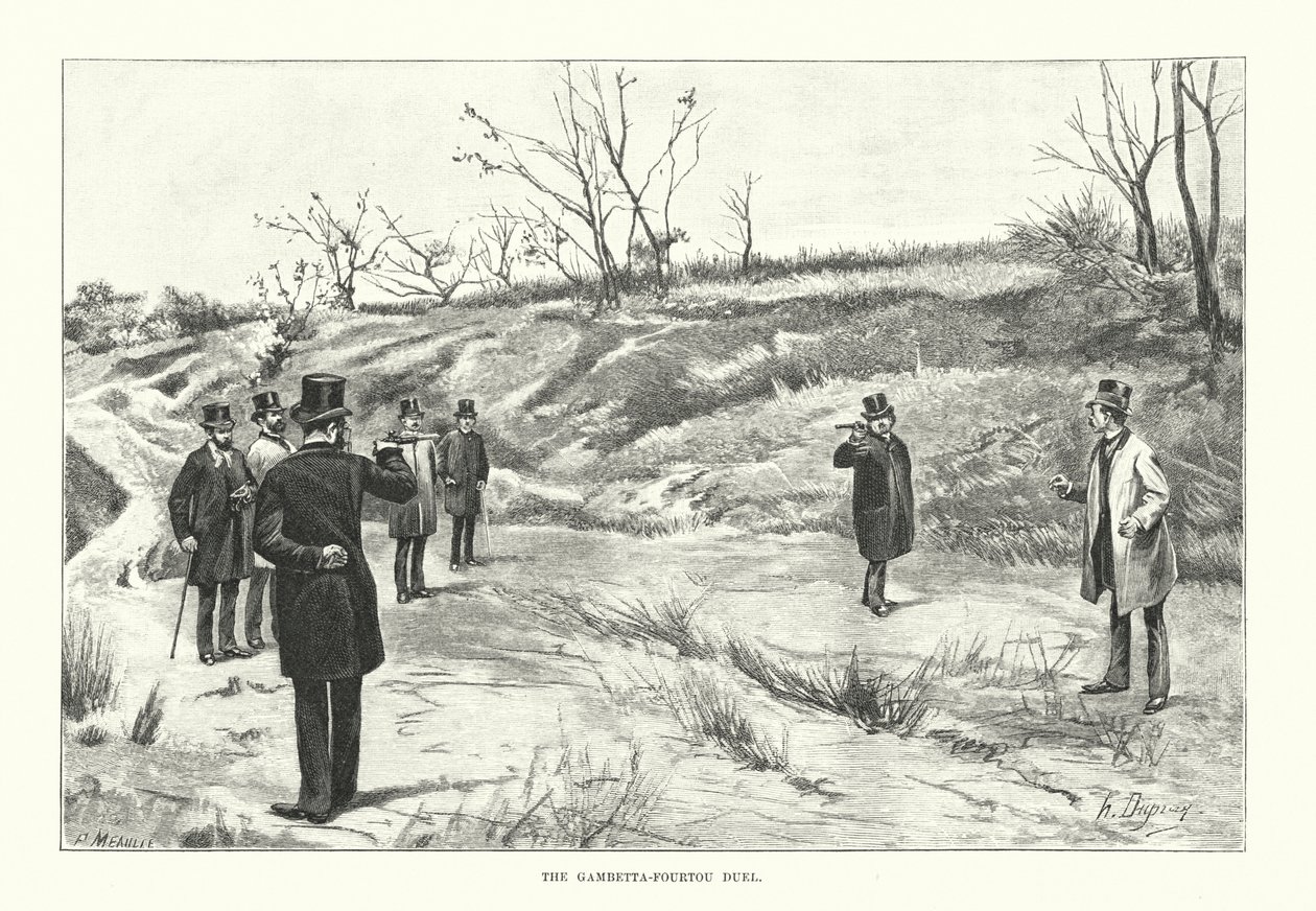 Il duello Gambetta Fourtou (incisione) da Henri-Louis Dupray