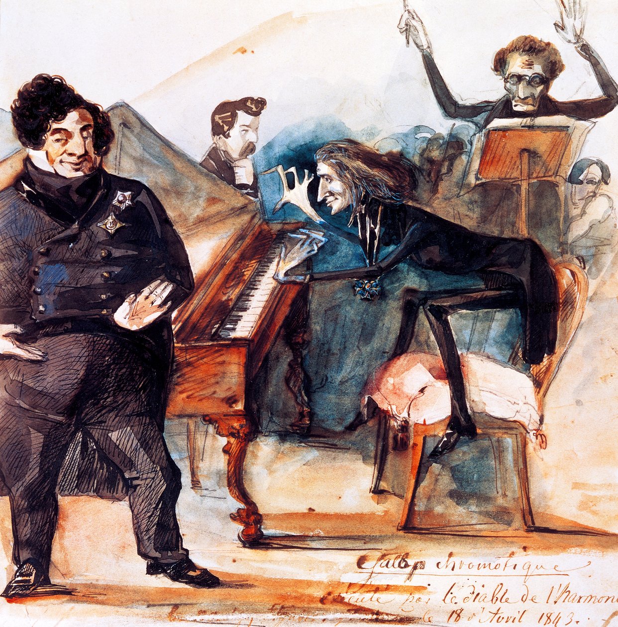 Caricatura di Franz Liszt da Henri (1814-82) Lehmann