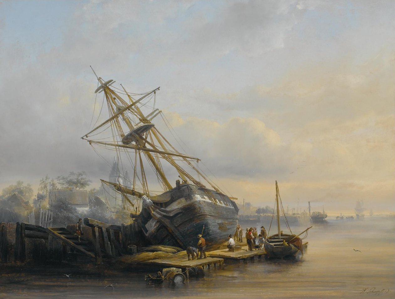 Riparazioni in cantiere

Titolo/i alternativo/i:  

Figure al lavoro in un porto da Henri Adolphe Schaep