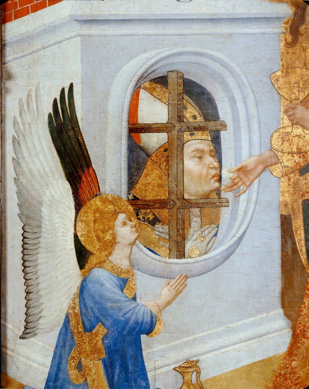 Altare di Saint Denis: Comunione e martirio ... da Henri Bellechose