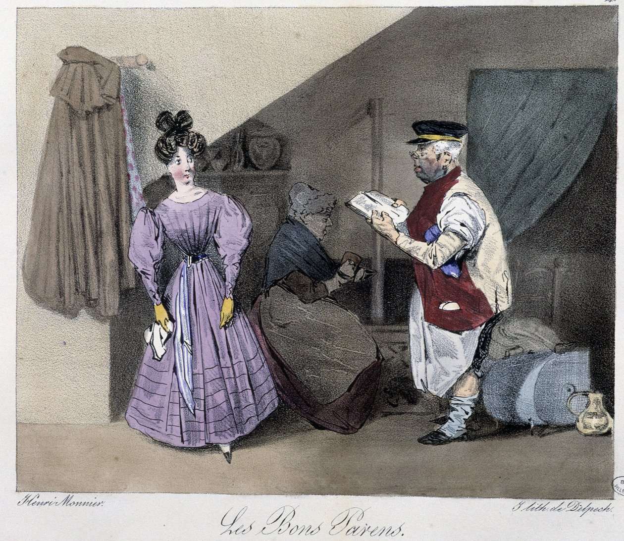 I buoni genitori - in "Esquisses parisiennes" di Henri Monnier, ed. Delpech, Parigi da Henri Bonaventure Monnier