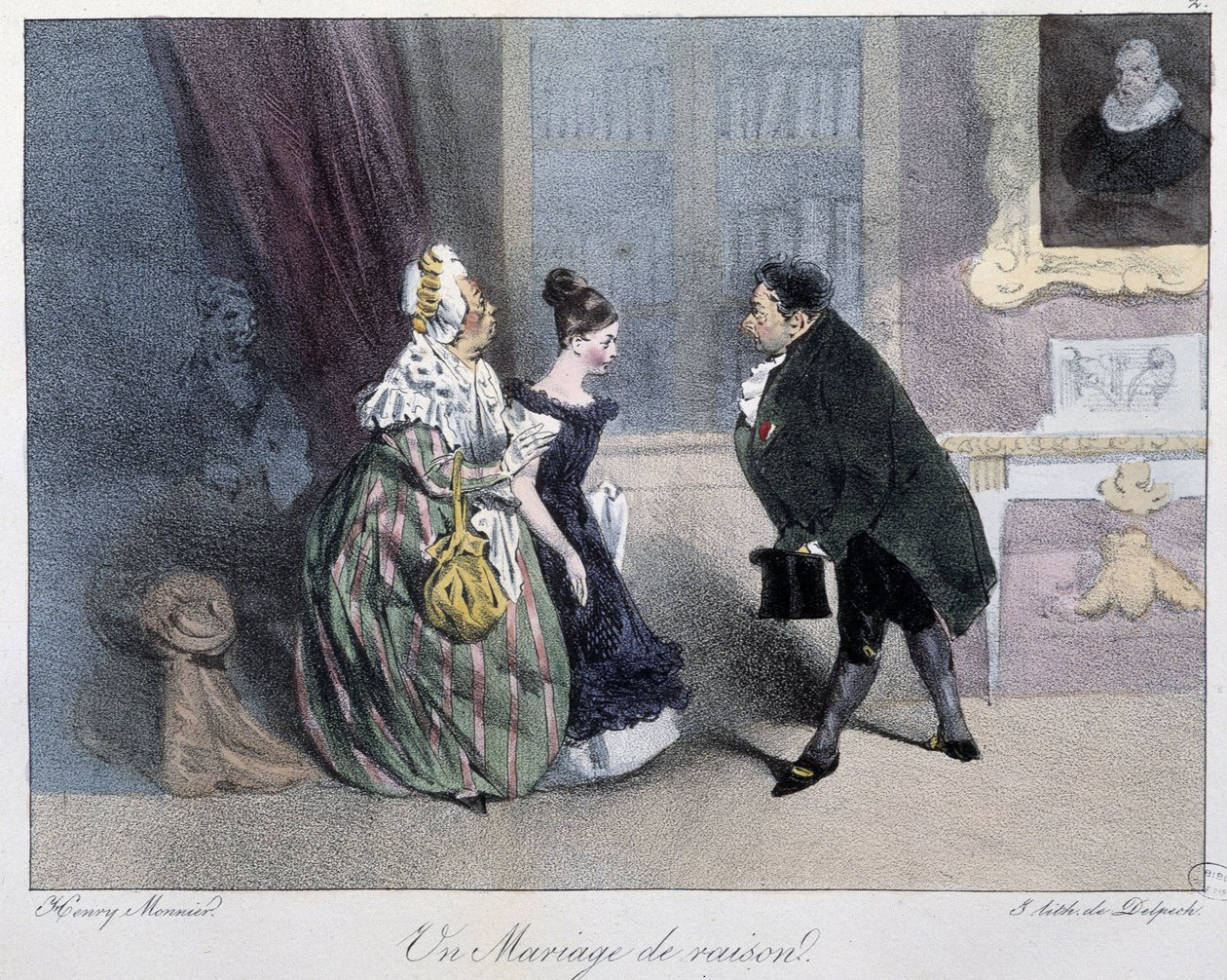 Un matrimonio di convenienza - in "Esquisses parisiennes" di Henri Monnier, ed. Delpech, Parigi da Henri Bonaventure Monnier