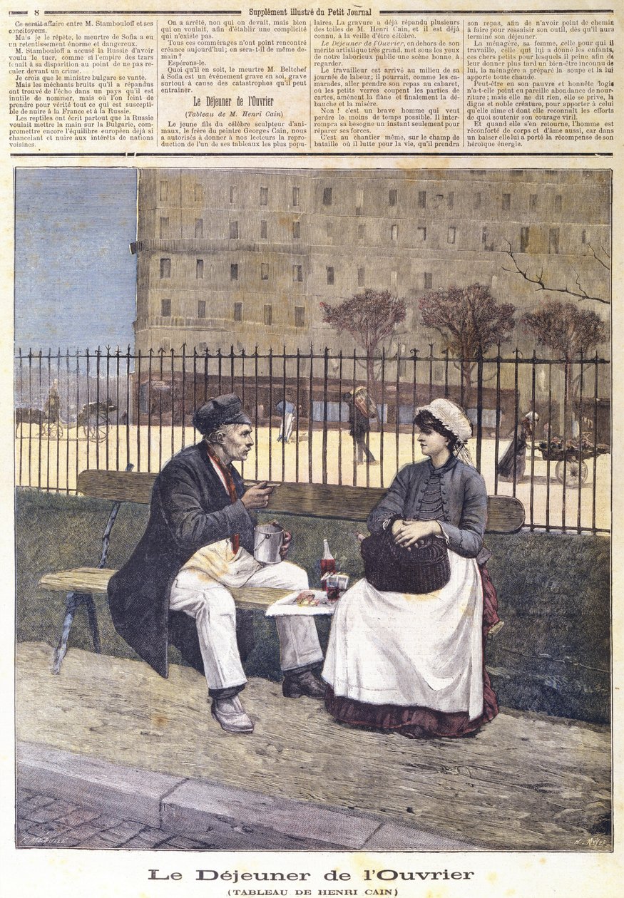 Il pranzo dei lavoratori, da Le Petit Journal, 1891 da Henri Cain