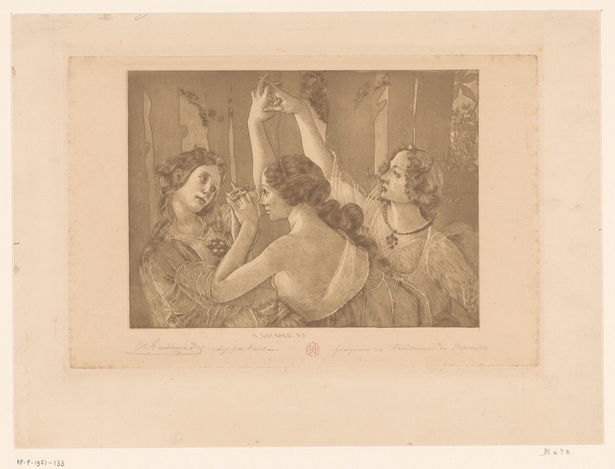 Le tre Grazie della Primavera da Henri Charles Guérard (signed by artist)