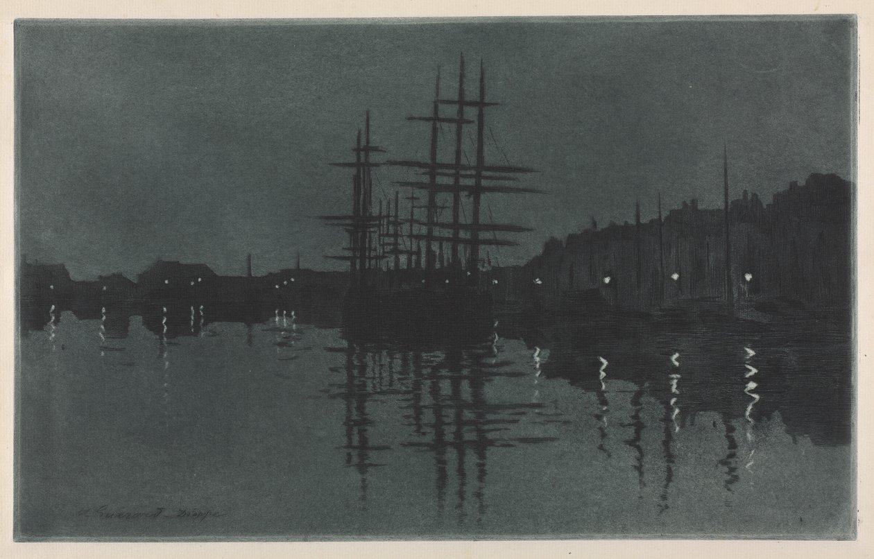 Effetto della Luna a Dieppe, c. 1885 da Henri Charles Guérard
