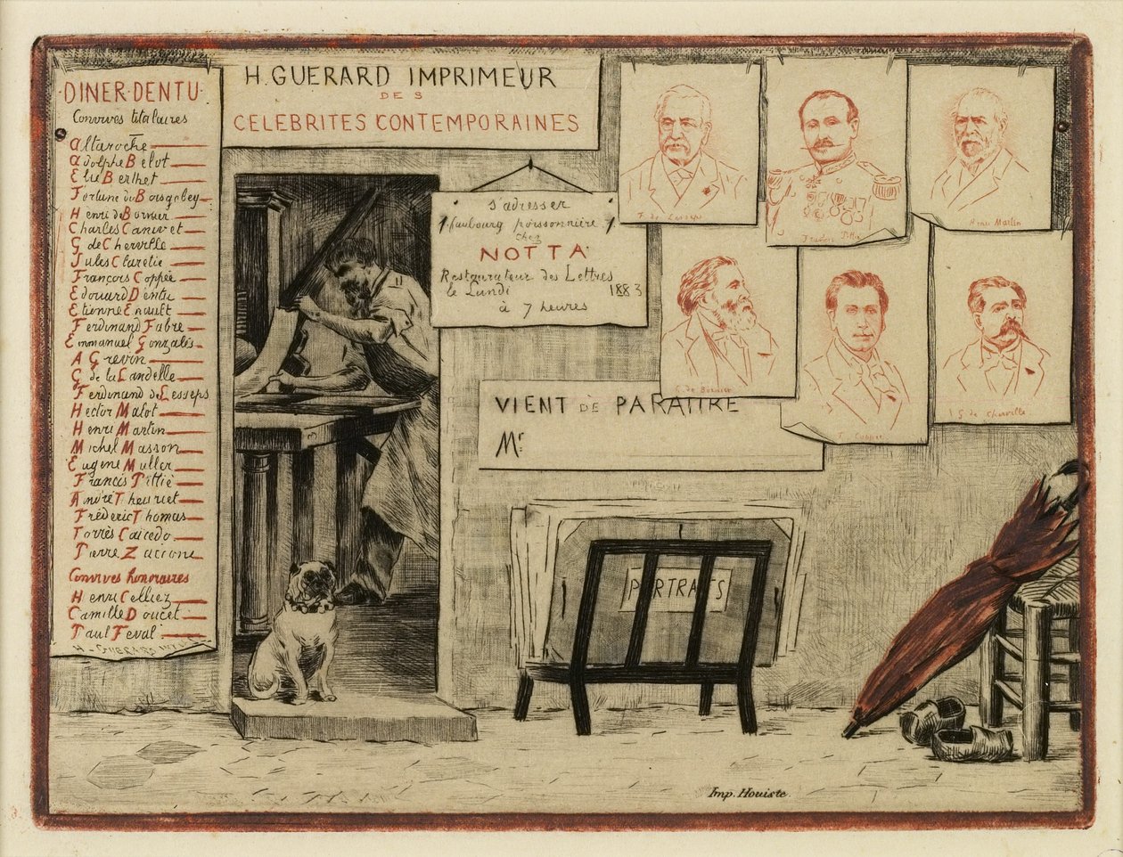 Ritratti di signori de Lesseps, Coppée, generale Pittié, de Bornier, Henri Martin, Mis de Cherville da Henri Charles Guérard
