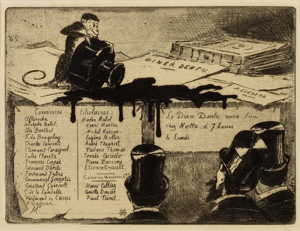 Scimmia che rovescia un calamaio da Henri Charles Guérard