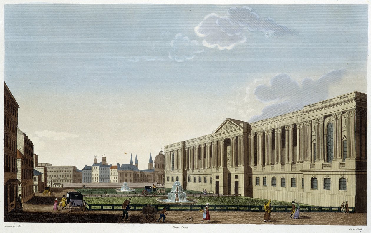 Colonnato del Louvre, circa 1820 - in "Vues de Paris" di Courvoisier da Henri Courvoisier Voisin