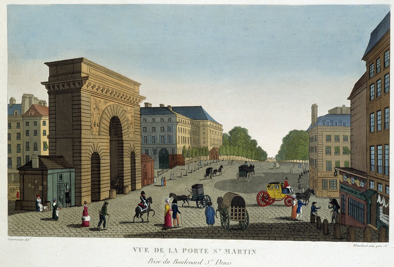 Vista della Porta St Martin - in "Vues de Paris" di Courvoisier da Henri Courvoisier Voisin
