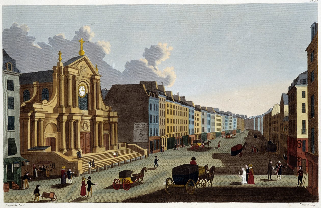 Chiesa di Saint-Roch, circa 1820 - in "Vues de Paris" di Courvoisier da Henri Courvoisier Voisin
