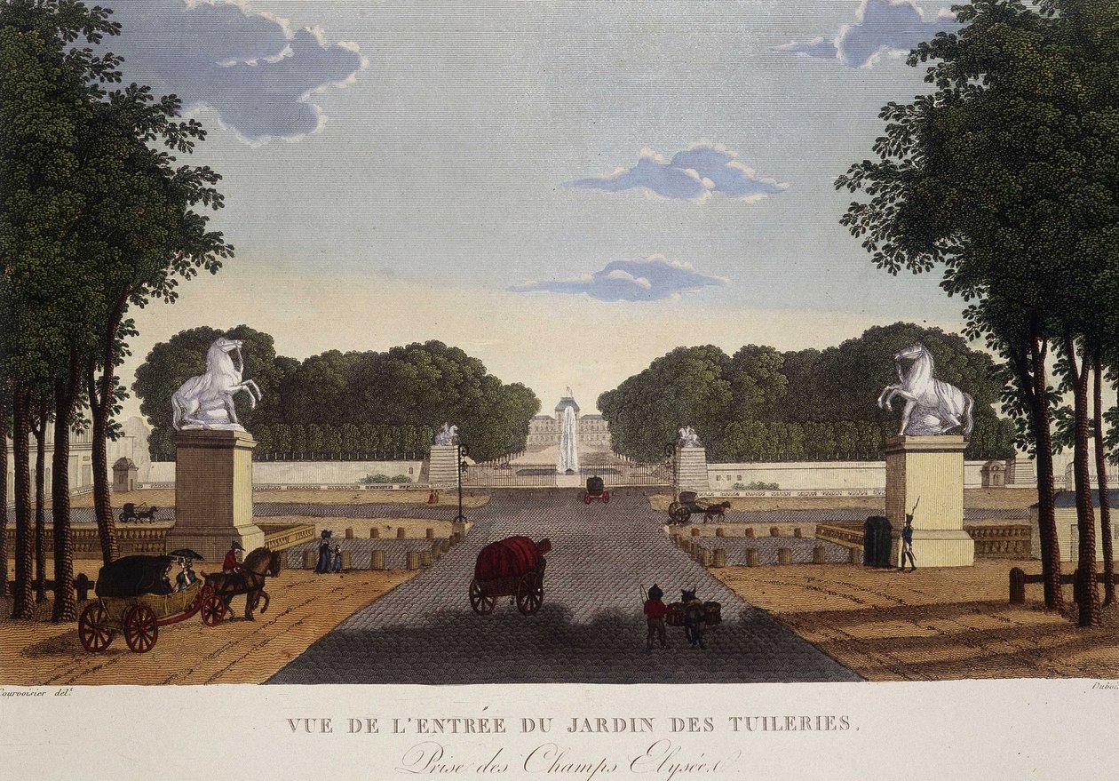 Ingresso del Giardino delle Tuileries veduta degli Champs-Elysées, circa 1820 - in “Vues de Paris” da Henri Courvoisier Voisin