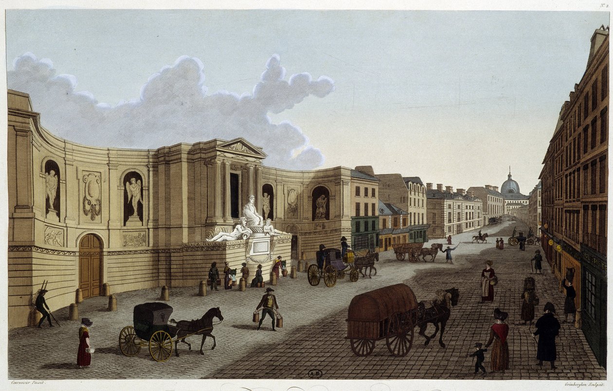 Fontana della rue de Grenelle, circa 1820 in "Vues de Paris" di Courvoisier 1827 da Henri Courvoisier Voisin