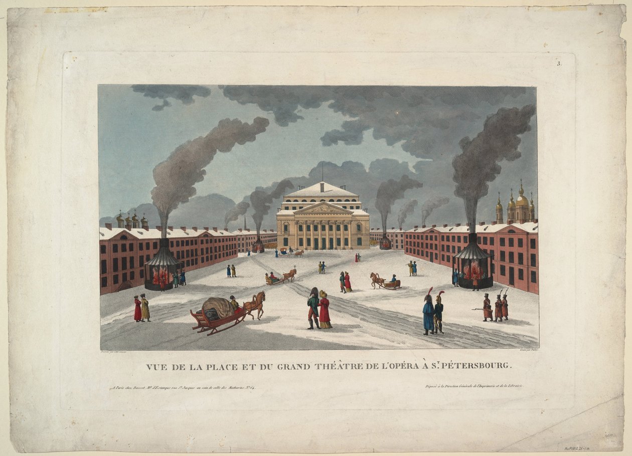 Il Teatro Imperiale Bolshoi Kamenny di San Pietroburgo, c. 1811 da Henri Courvoisier Voisin