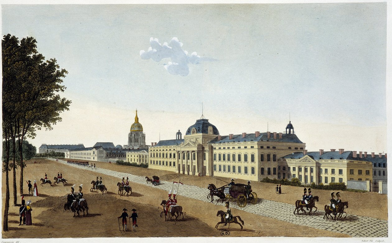 Vista della Scuola Militare dal lato dei Champs de Mars, circa 1820 - in "Vues de Paris" di Courvoisier da Henri Courvoisier Voisin