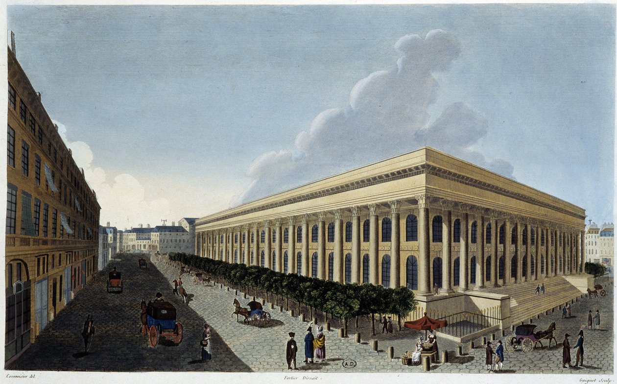 Vista della nuova Borsa e del Tribunale di Commercio - in "Vues de Paris" di Courvoisier da Henri Courvoisier Voisin