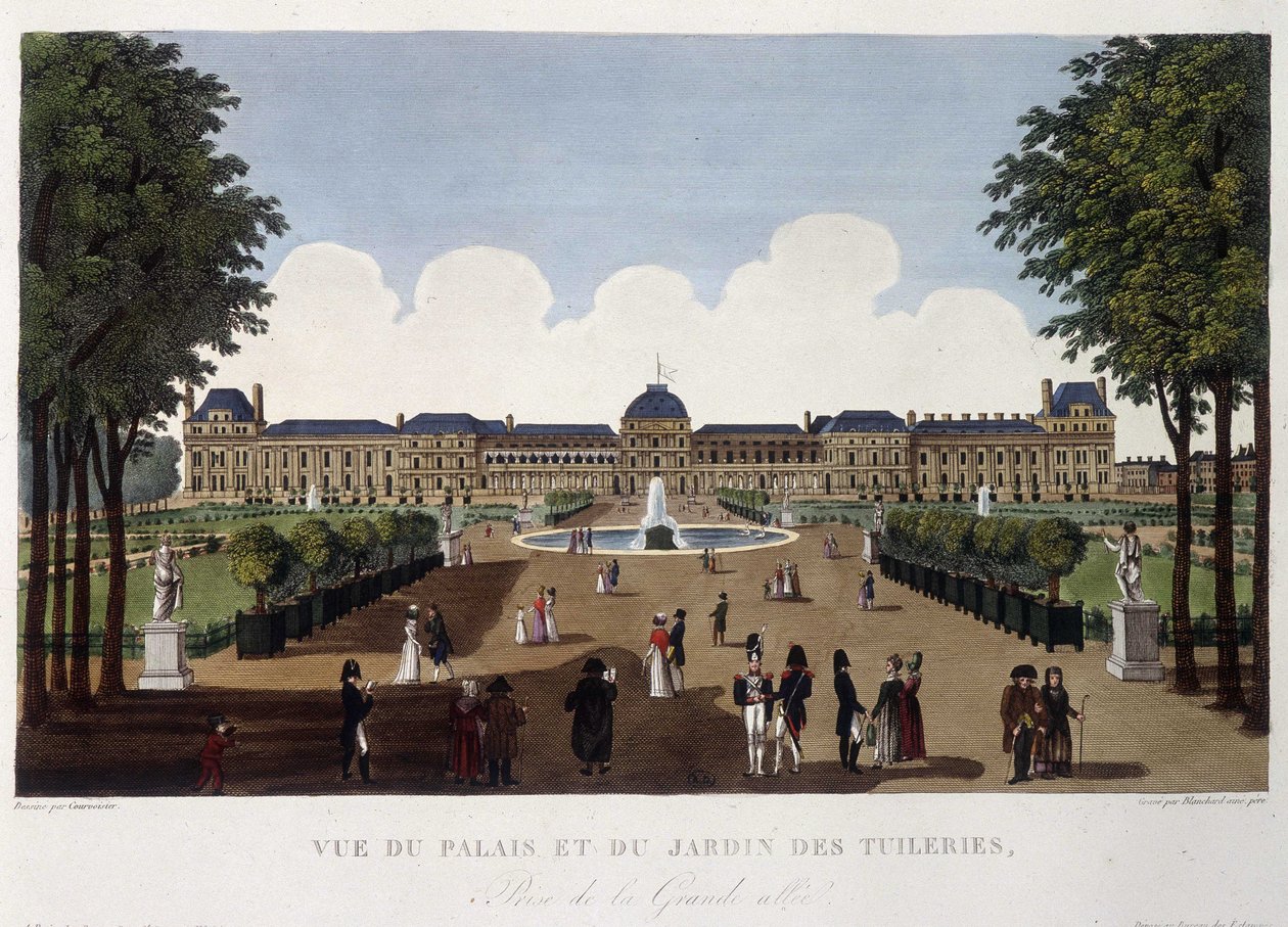 Veduta del palazzo e del giardino delle Tuileries - in “Vues de Paris” da Henri Courvoisier Voisin