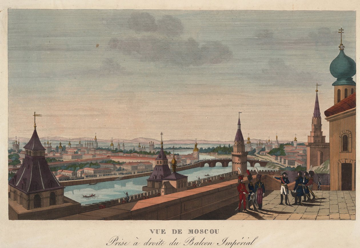 Veduta di Mosca dal balcone del palazzo imperiale, Russia da Henri Courvoisier Voisin