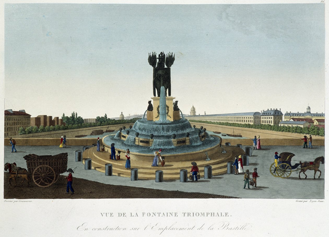 Vue de la Fontaine triumphale à la Bastille - in Vues de Paris di Courvoisier da Henri Courvoisier Voisin