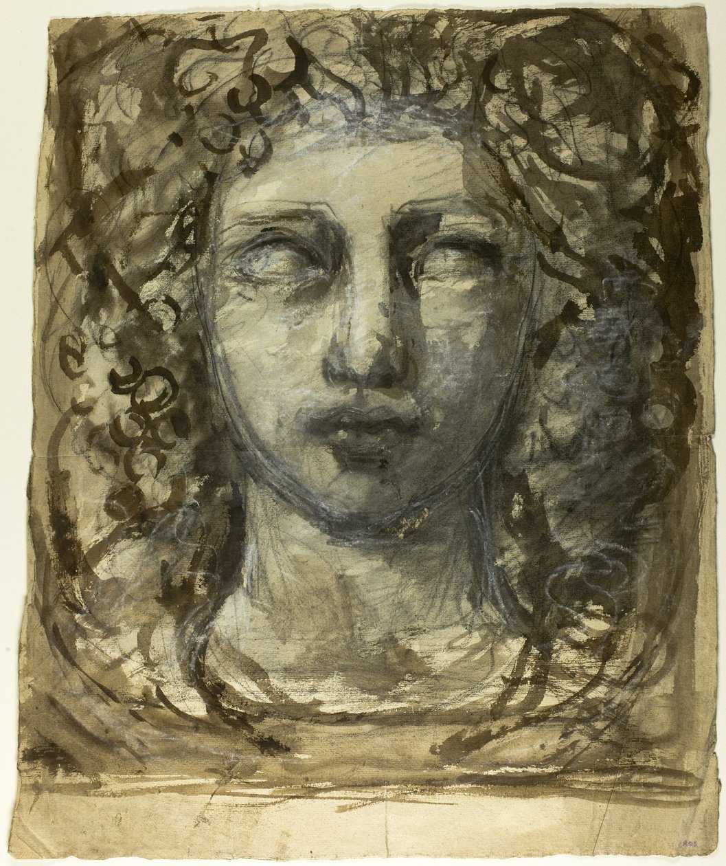 Studio di testa femminile (recto); Testa maschile classica (verso) da Henri Cros