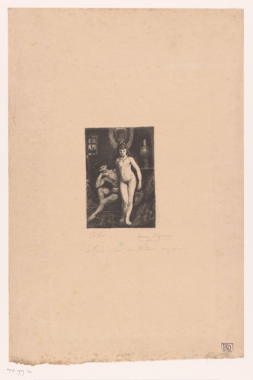 Donna nuda in piedi e uomo nudo seduto da Henri De Groux (signed by artist)