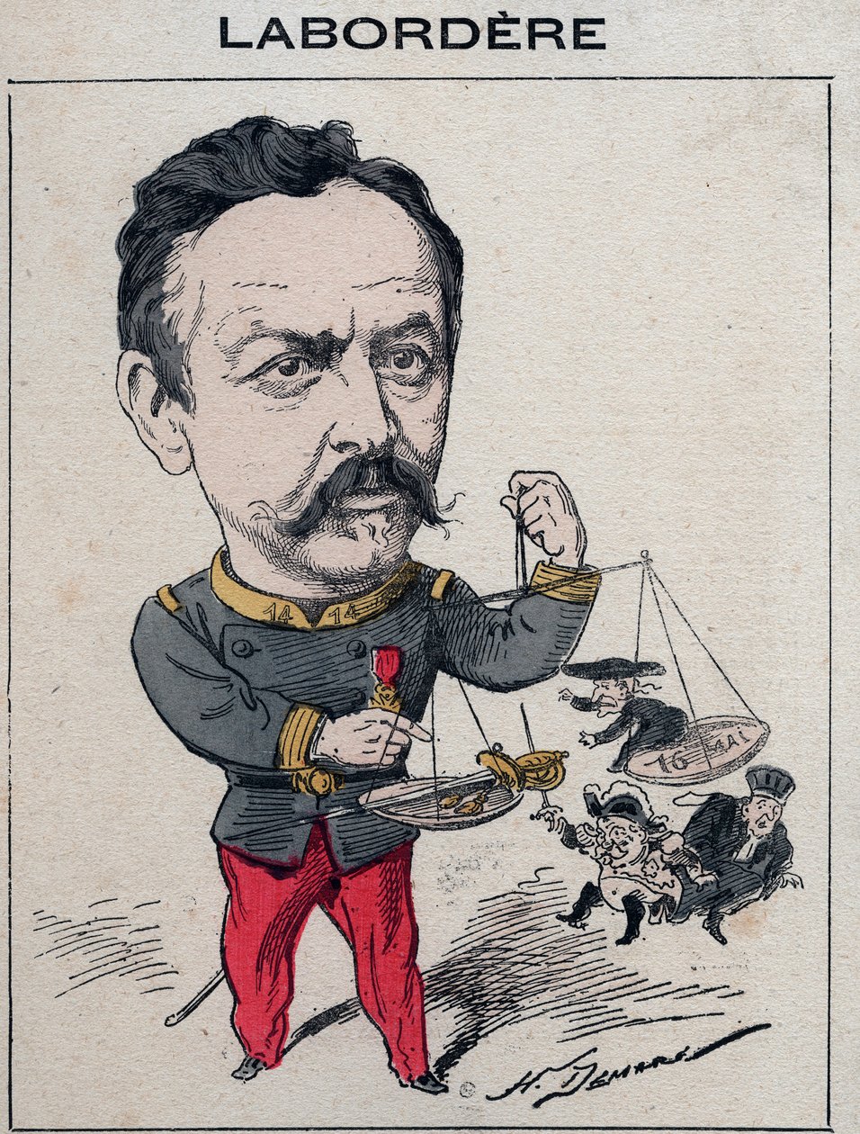 Jean Marie Arthur Labordere, militare francese, politico, senatore della Senna - Caricatura di Henri Demare in "Les Hommes d