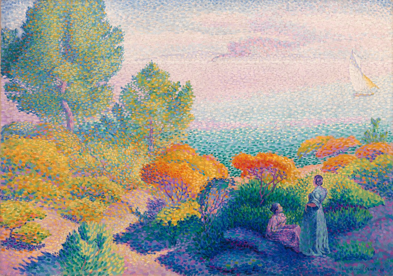 Due donne sulla riva, Mediterraneo da Henri Edmond Cross