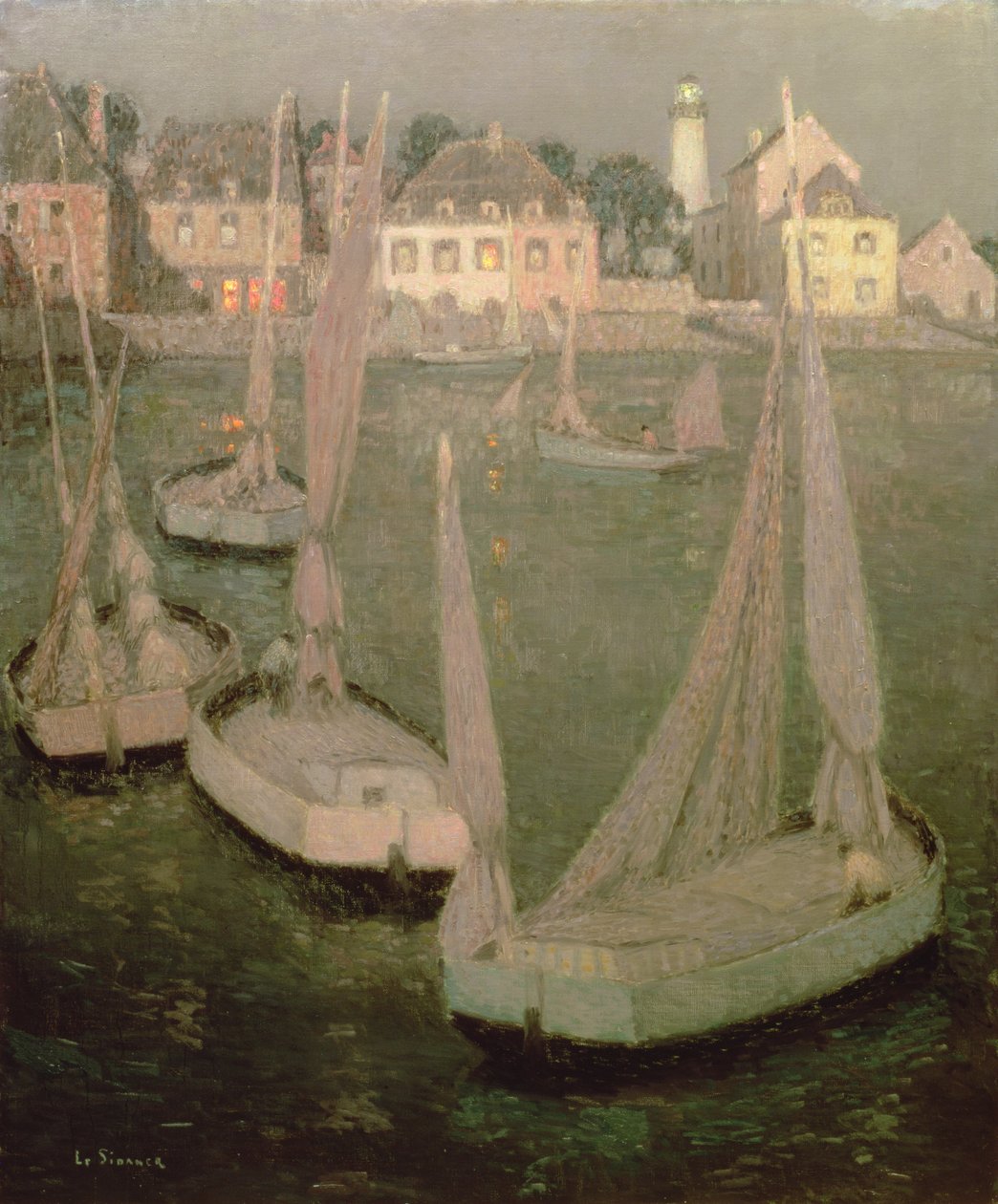 Porto della Bretagna al Chiaro di Luna da Henri Eugene Augustin Le Sidaner