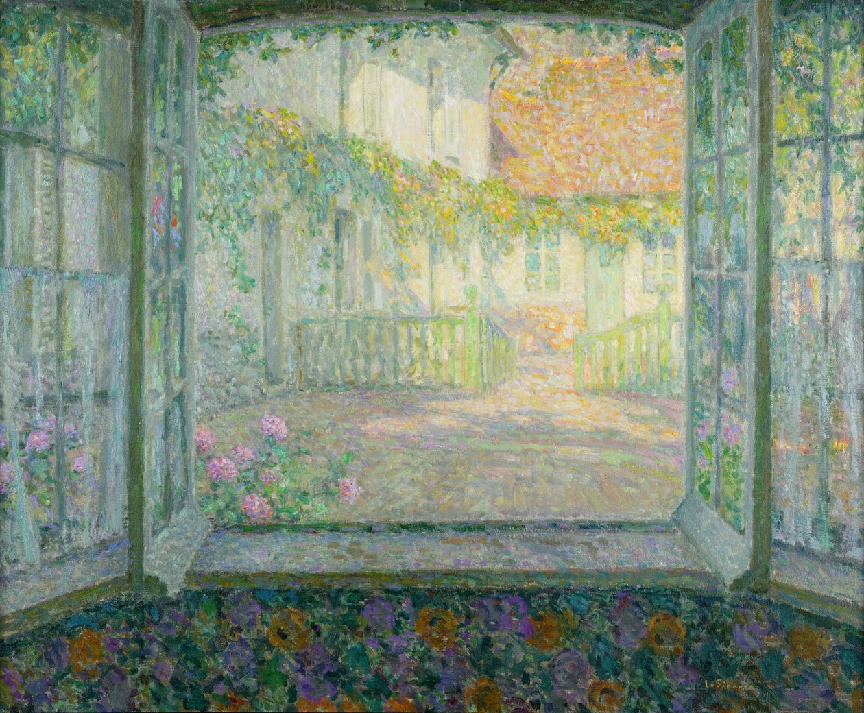 Cortile da una finestra da Henri Eugene Augustin Le Sidaner