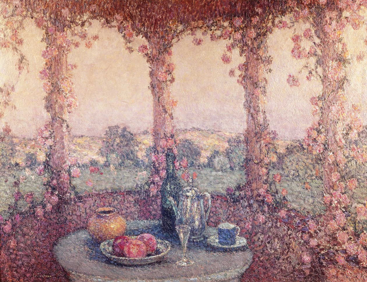 La tavola sotto il pergolato da Henri Eugene Augustin Le Sidaner