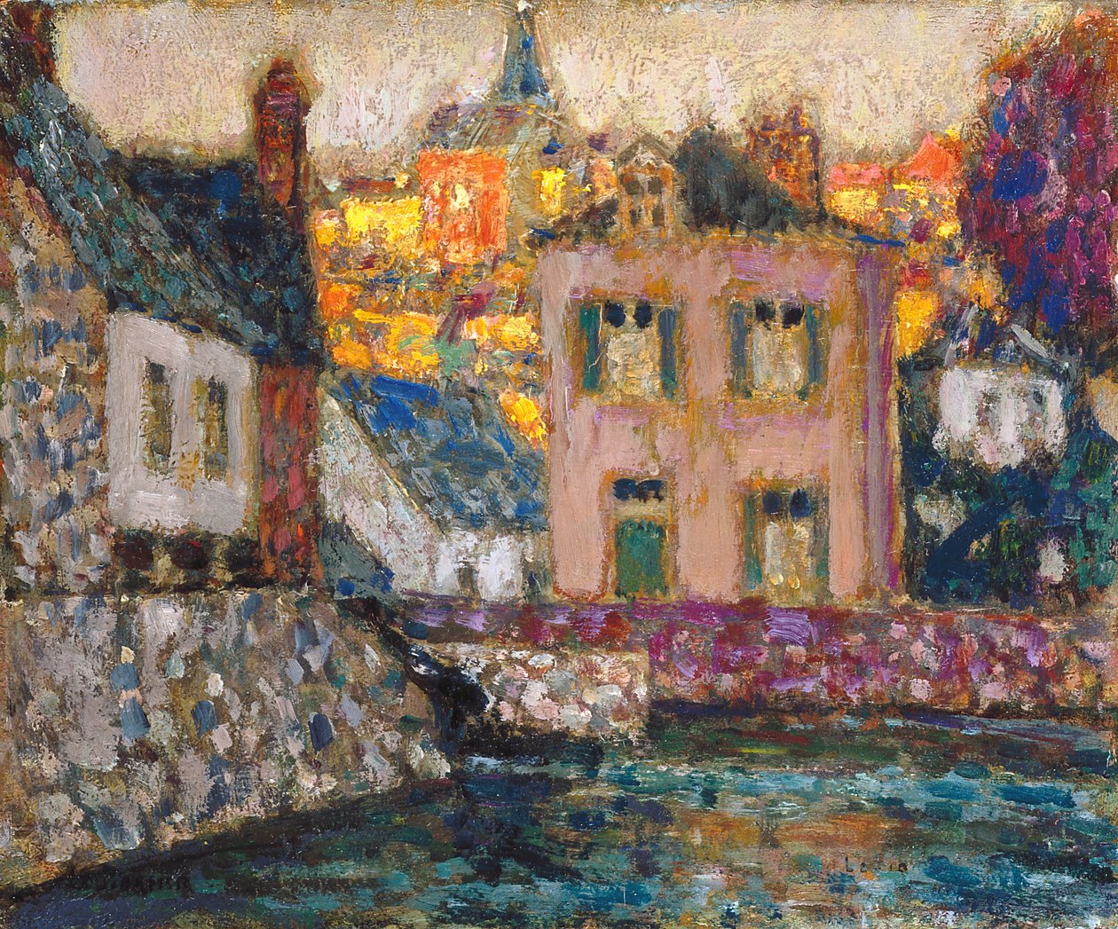 Studio per Case sul Fiume a Fougères da Henri Eugene Augustin Le Sidaner