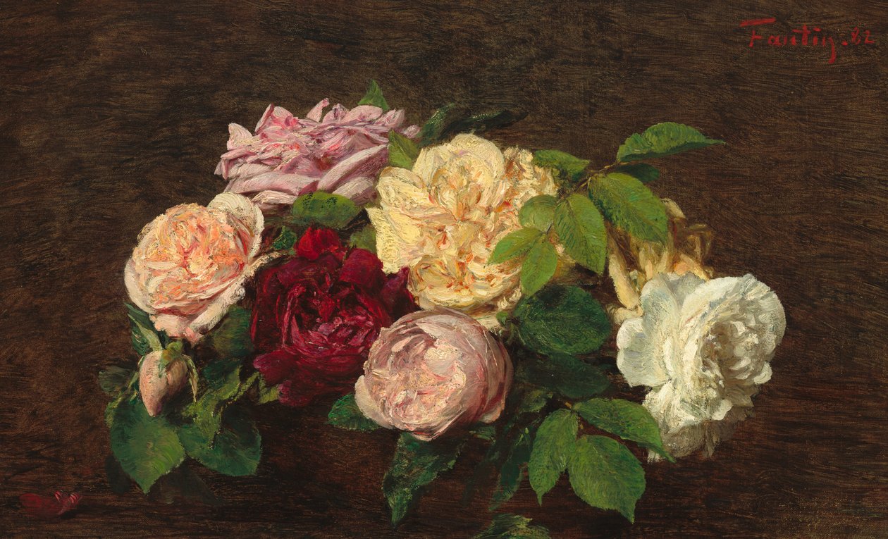 Le rose da Niceon alla tavola da Henri Fantin-Latour