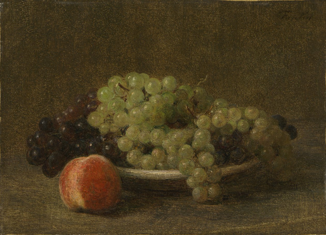 Natura morta con uva e una pesca da Henri Fantin-Latour