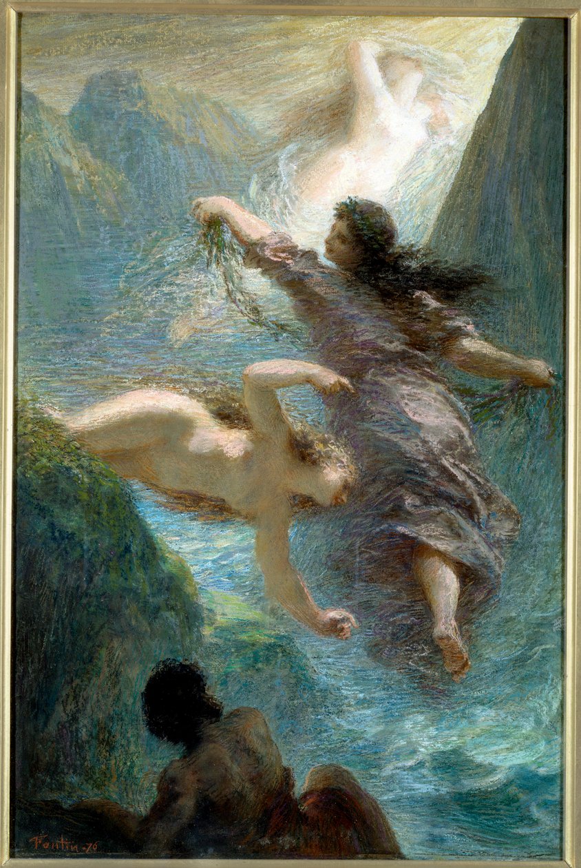 Le ragazze del Reno. Pastello di Henri Fantin Latour da Ignace Henri Jean Fantin Latour