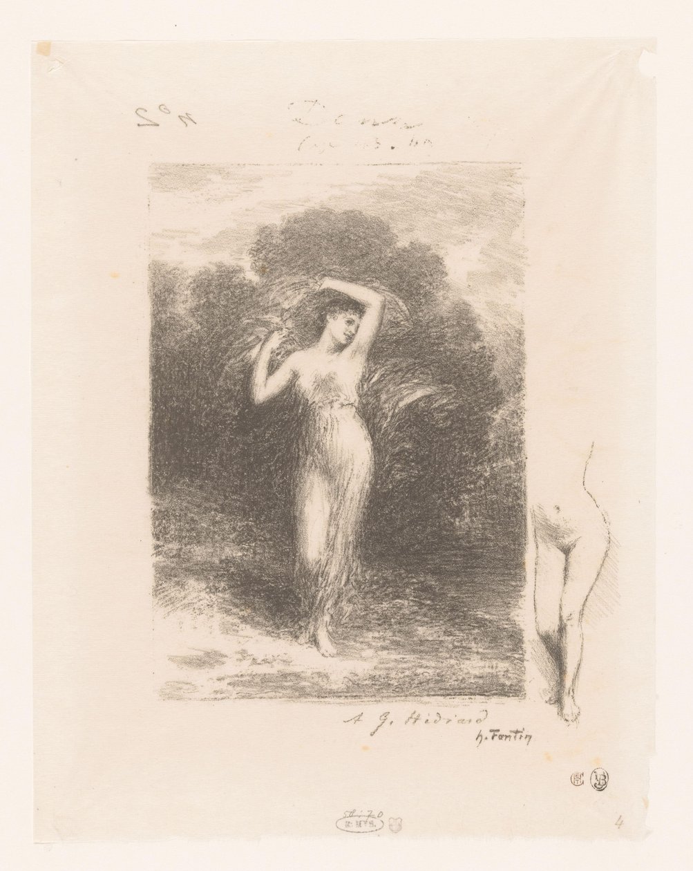 Giovane donna con scialle (serie Illustrazioni per le poesie di André Chénier) da Ignace Henri Jean Fantin Latour