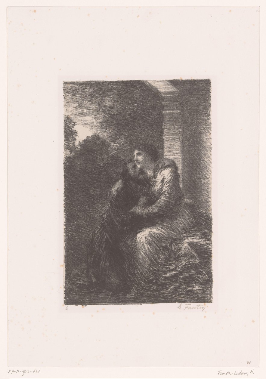 Lohengrin ed Elsa si abbracciano nella camera nuziale da Ignace Henri Jean Fantin Latour