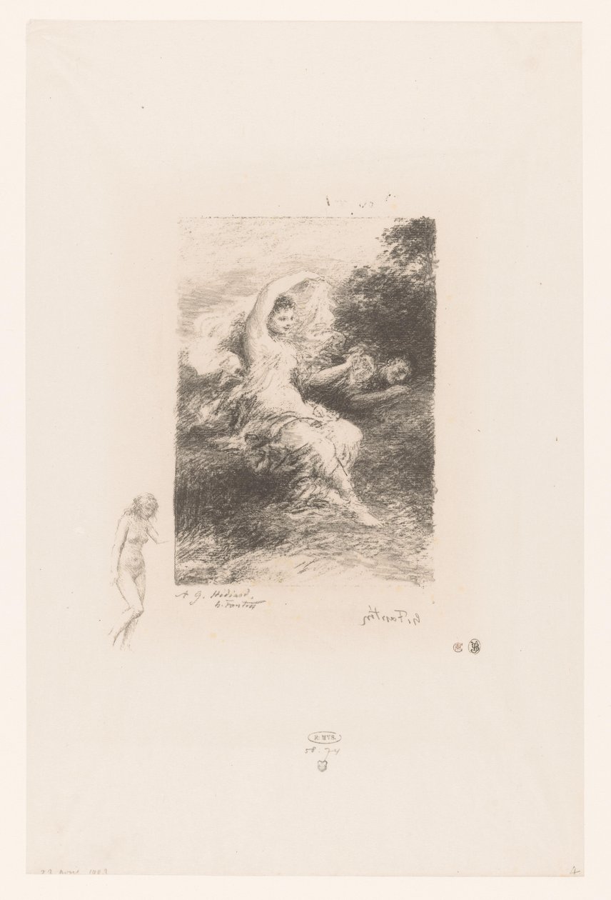 Lydé veglia sul suo amante addormentato da Ignace Henri Jean Fantin Latour