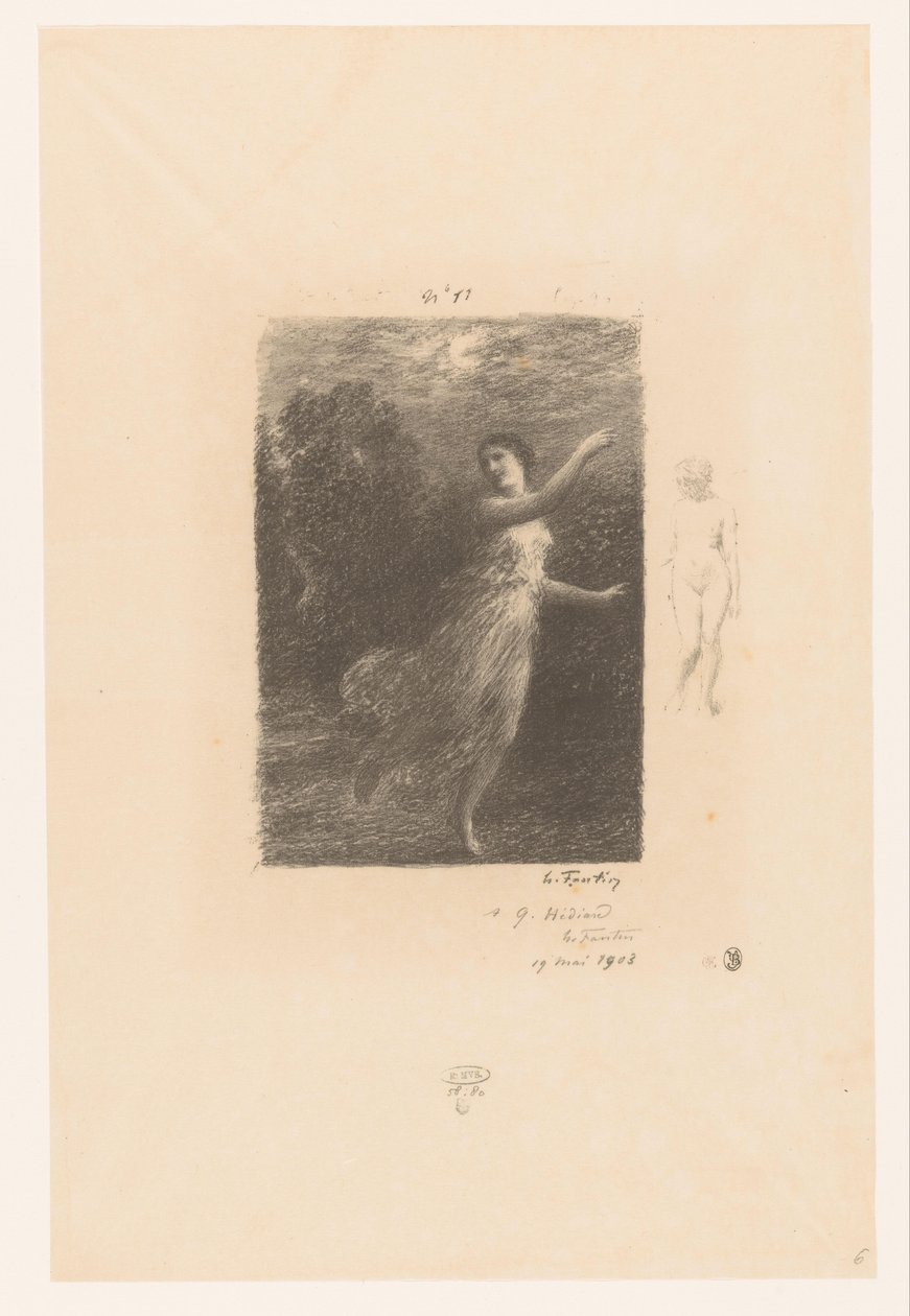 Ninfa che fugge da un satiro da Ignace Henri Jean Fantin Latour