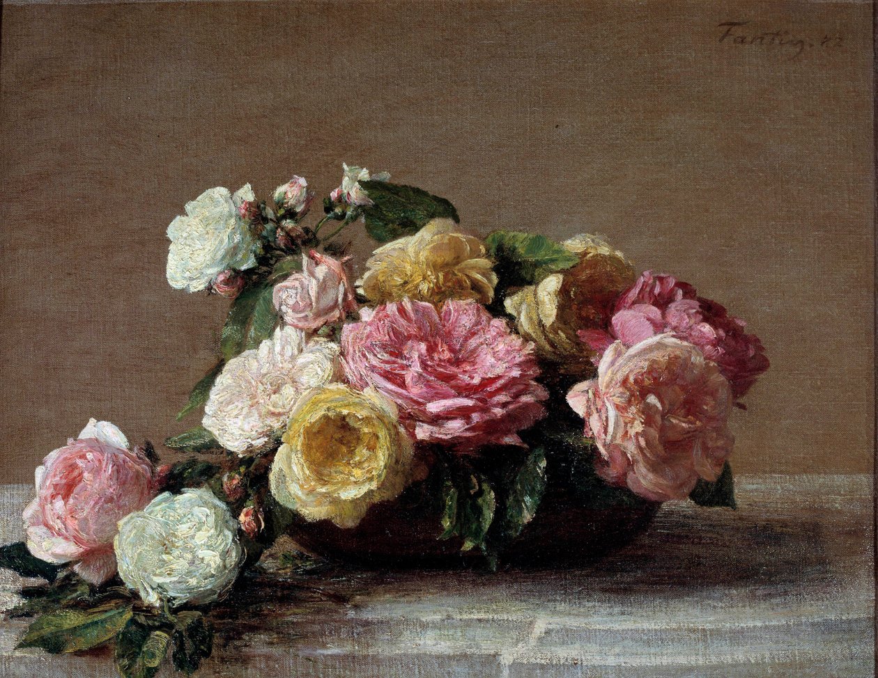 Rose in una tazza da Ignace Henri Jean Fantin Latour